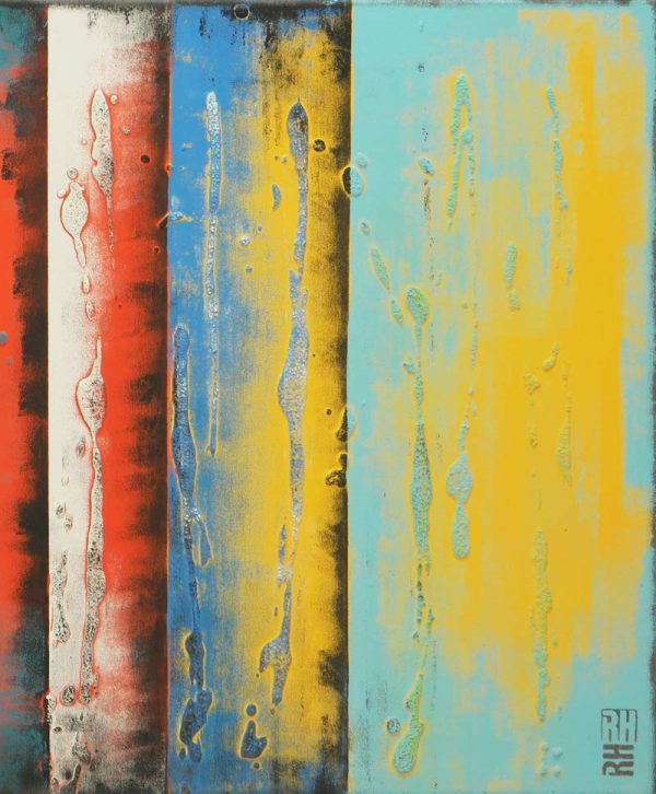 Abstract kleurrijk schilderij - Yellow panels