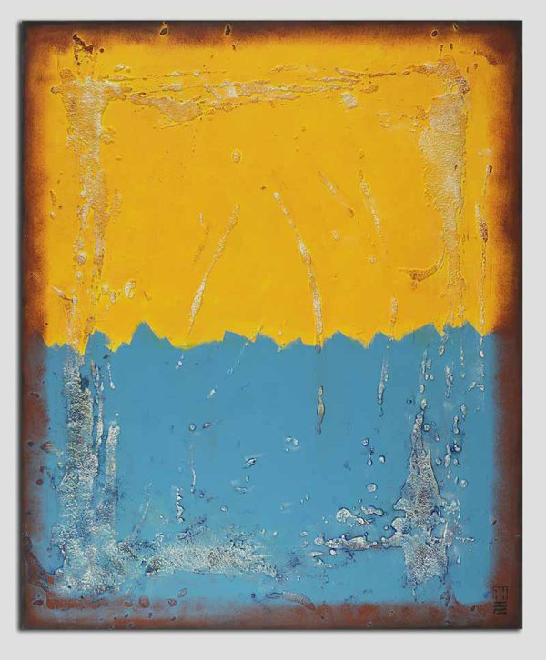 Groot blauw schilderij once in yellow