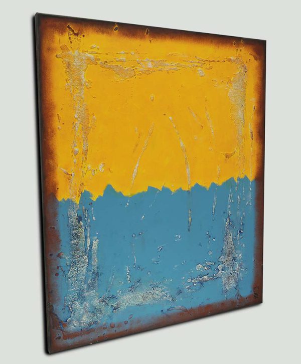 Groot blauw schilderij once in yellow