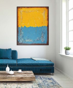 Groot blauw schilderij once in yellow